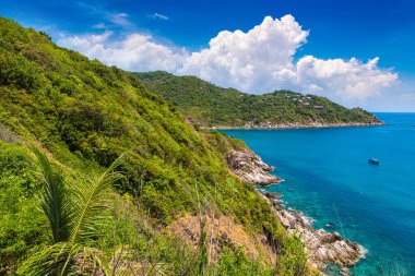 Tayland 'daki Koh Tao adasının panoramik hava manzarası