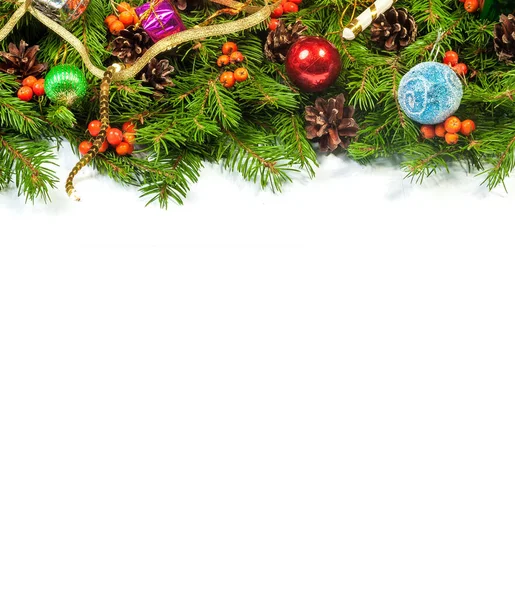 Fundo Natal Com Bolas Decorações Isoladas Fundo Branco — Fotografia de Stock