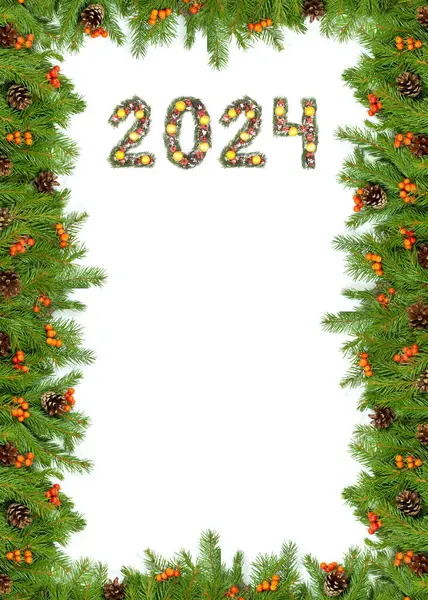 Struttura Dell Albero Natale 2024 Numero Fatto Rami Albero Natale — Foto Stock