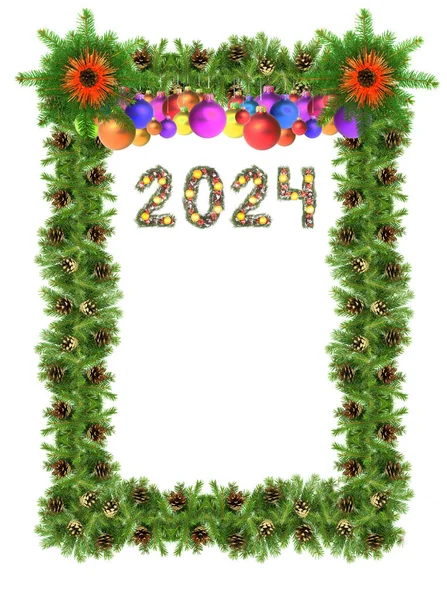 Struttura Dell Albero Natale 2024 Numero Fatto Rami Albero Natale — Foto Stock