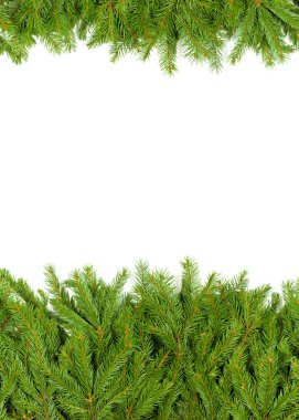 Beyaz arkaplanda izole edilmiş Noel yeşili çerçeve