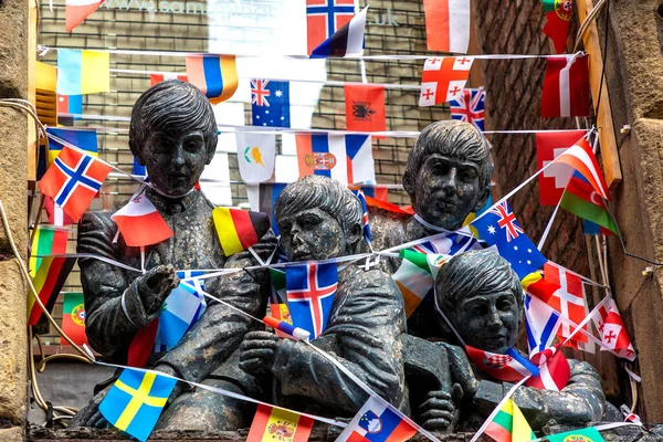 Liverpool August 2023 Statue Beatles Band Beatles Shop Mathew Street — Stock Photo, Image