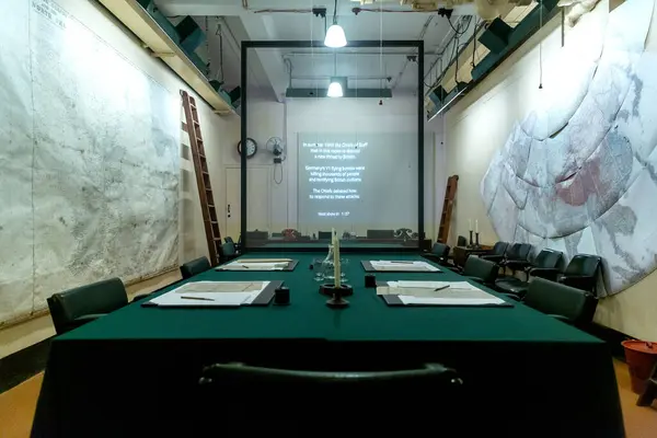 London Wrzesień 2023 Szefowie Sztabów Sala Konferencyjna Churchill War Rooms — Zdjęcie stockowe