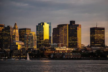 Boston şehir manzarasının panoramik görüntüsü, ABD