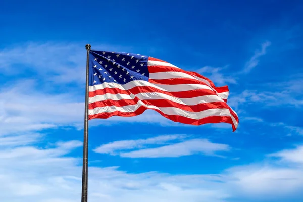 Usa Flag Waving Sky Beautiful Cloud — Stock Photo, Image