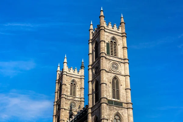 Basilikan Notre Dame Montreal Solig Dag Quebec Kanada — Stockfoto