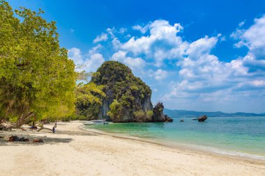 Tayland, Krabi 'deki Koh Hong adasında tropik bir sahil.