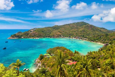 Tayland 'daki Koh Tao adasının panoramik hava manzarası