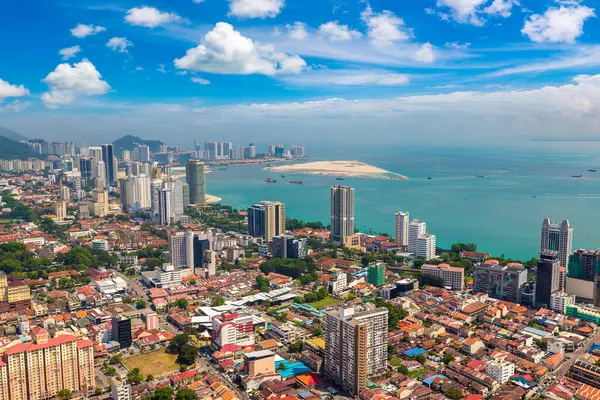 Panoramic Aerial View Georgetown Penang Island Malaysia Royalty Free Stock Images