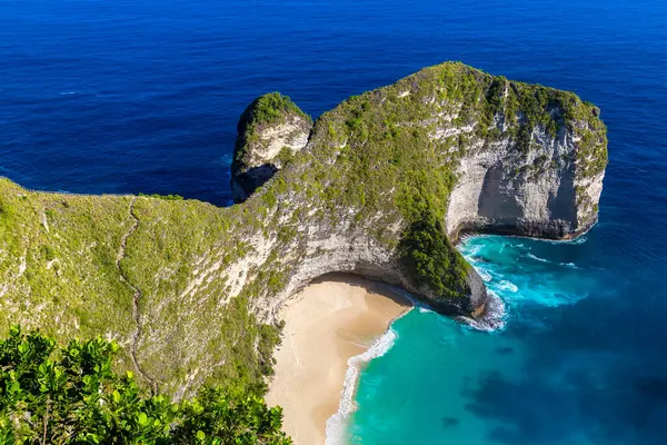 Panoramiczny Widok Lotu Ptaka Kelingking Beach Wyspie Nusa Penida Bali Obrazek Stockowy