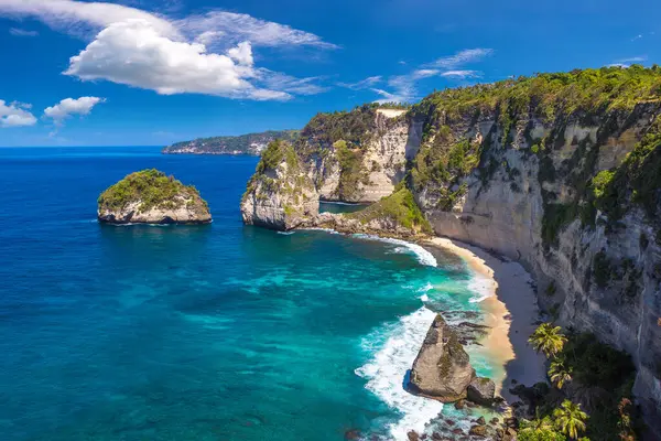 Panoramatický Letecký Pohled Diamond Beach Ostrově Nusa Penida Bali Indonésie Royalty Free Stock Fotografie