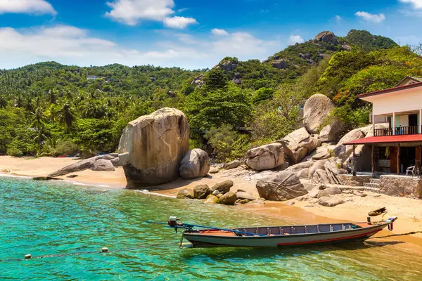 Dlouhý Ocas Pláži Tanote Ostrově Koh Tao Thajsko Royalty Free Stock Obrázky
