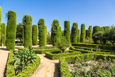 Alcazar de los Reyes Cristianos Cordoba bir güzel yaz günü, İspanya'ndaki bahçeler