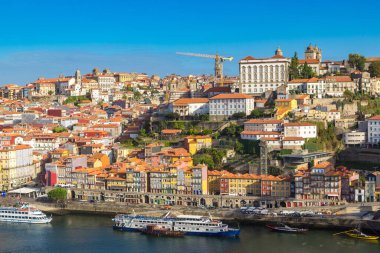 Güzel yaz gün, Portekiz Porto panoramik havadan görünümü