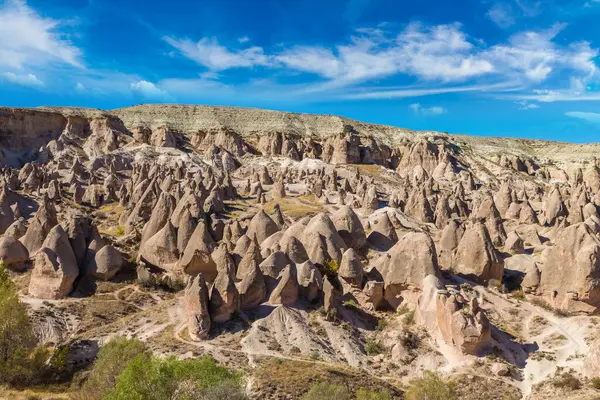 Volcanic Rock Formations Landscape Cappadocia Turkey Beautiful Summer Day — Stock Photo, Image