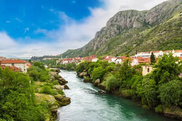 Historisches Zentrum Mostar Einem Schönen Sommertag Bosnien Und Herzegowina Stockbild