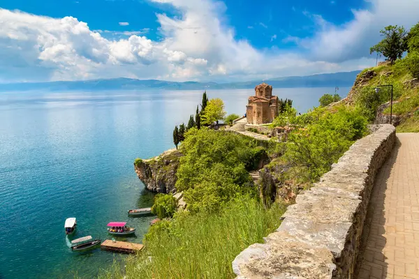 Jovan Kaneo Kyrka Ohrid Vacker Sommardag Makedonien Royaltyfria Stockfoton