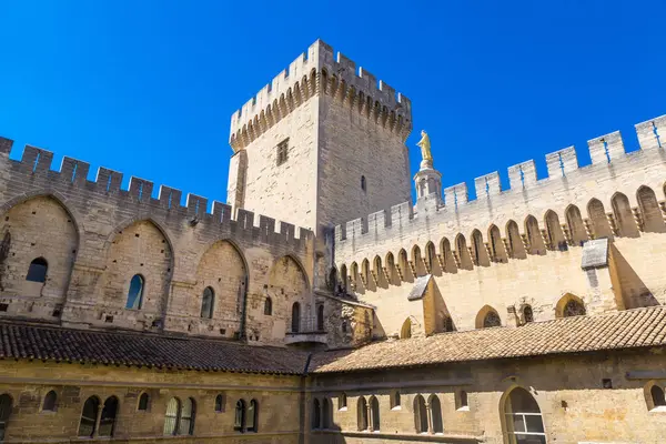 Päpstlicher Palast Avignon Einem Schönen Sommertag Frankreich Stockbild