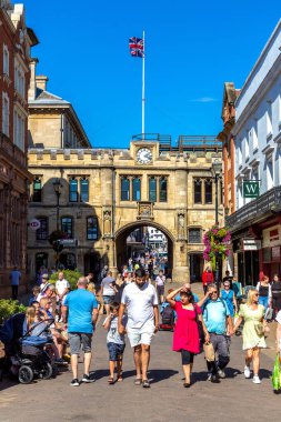 LINCOLN, İngiltere - 25 Eylül 2023: Lincoln, Birleşik Krallık 'taki Old Town' da popüler cadde