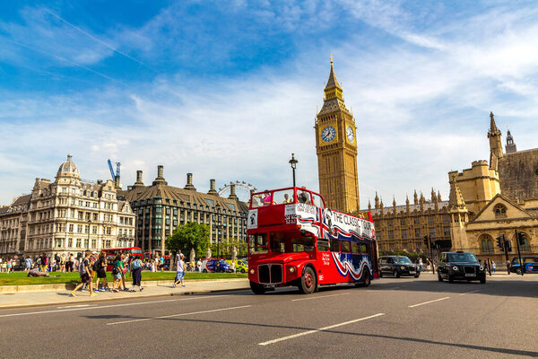 Londres Reino Unido Septiembre 2023 Símbolos Londres Big Ben Autobús — Foto de Stock