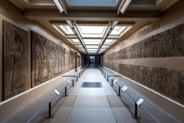 LONDON, İngiltere - 7 Eylül 2023: Londra 'daki British Museum' un Antik Süryani bölümü - dünyanın en çok ziyaret edilen müzelerinden biri, İngiltere, İngiltere