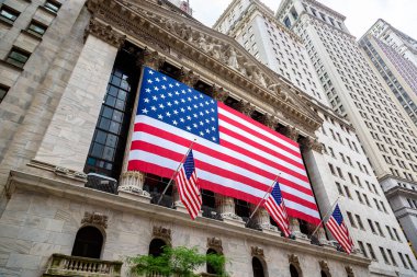 NEW YORK CITY, USA - MARCH 15, 2020:  New York Stock Exchange building at Wall Street in Manhattan, New York City, USA