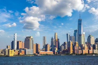 New York City, New York, ABD 'deki Manhattan şehir manzarasının panoramik görüntüsü