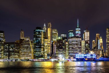 Panoramic night View of Manhattan in New York City, NY, USA