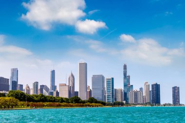 Chicago 'nun Michigan Gölü, Illinois, ABD' deki panoramik manzarası