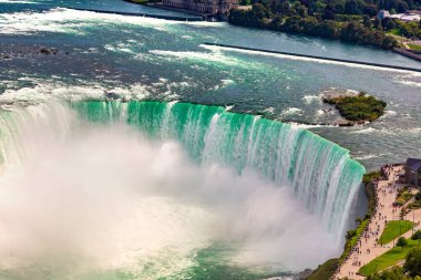 Kanada 'nın Niagara Şelalesi' nin panoramik hava manzarası, Niagara Şelalesi, Ontario, Kanada 'da güneşli bir günde