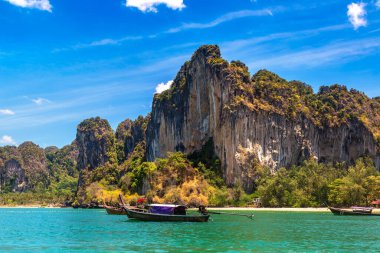 Krabi, Ao Nang, Tayland 'daki Tropikal Railay Plajı