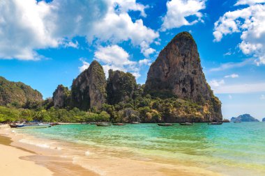 Krabi, Ao Nang, Tayland 'daki Tropikal Railay Plajı