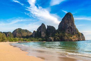 Krabi, Ao Nang, Tayland 'daki Tropikal Railay Plajı