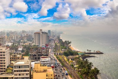 Güneşli bir günde Colombo 'nun panoramik hava manzarası, Sri Lanka