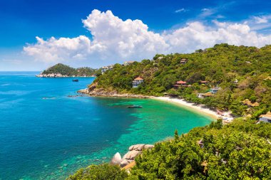 Tayland 'daki Koh Tao adasının panoramik hava manzarası