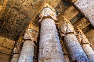 Interior of Dendera temple in a sunny day, Luxor, Egypt
