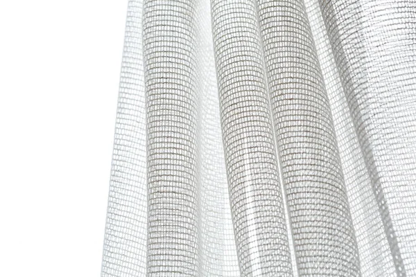 Fałdy Białej Przezroczystej Tkaniny Tkackiej Białym Tle Koncepcja Projektowania Tekstyliów — Zdjęcie stockowe