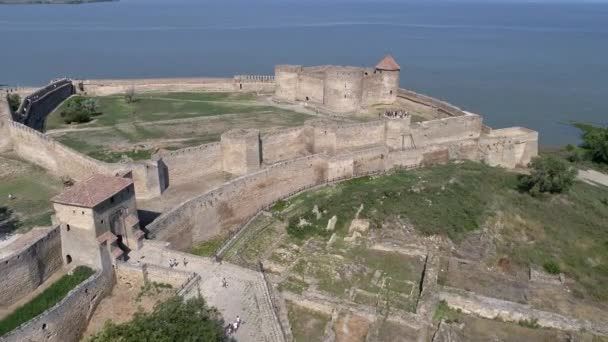 Drone Aereo Filmato Della Fortezza Akkerman Nella Città Bilhorod Dnistrovskyi — Video Stock