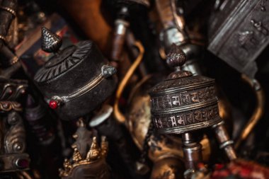 Tibetan prayer drums holy object from Bhutan and Tibet