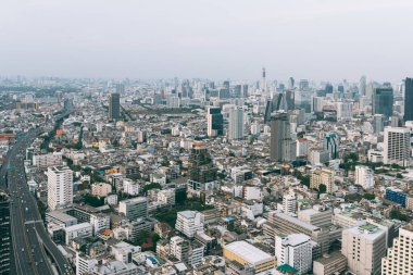 cityscape Bangkok from high altitude during the day