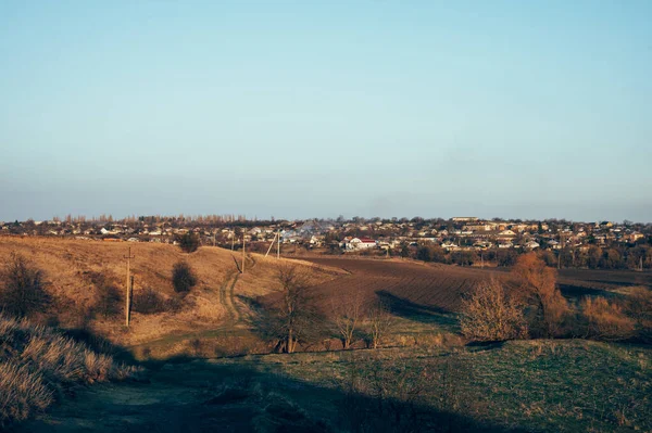 Ukrainische Landschaft Dorf Und Feld Frühling Nahe Der Stadt Uman — Stockfoto