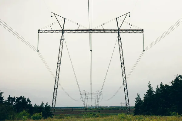 Electricidad Transmisión Industria Línea Eléctrica — Foto de Stock