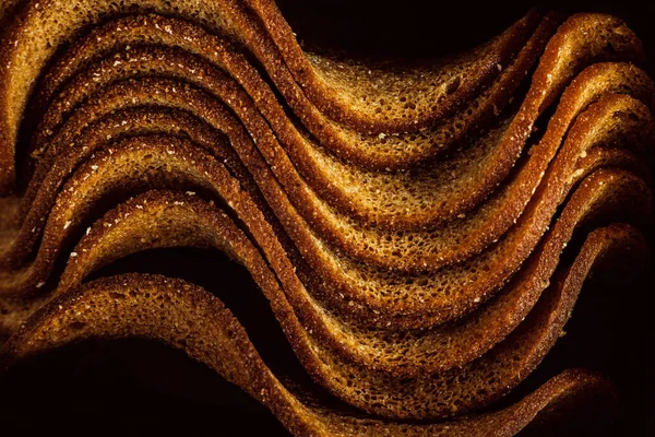 Житні Хвилясті Тости Закуски Тарілці Фоні Сухого Хліба — стокове фото