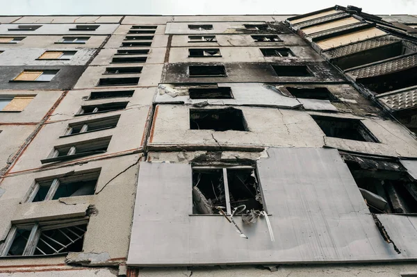 Beboelsesejendom Blev Ødelagt Ukraine Efter Russisk Missilangreb Krig Ukraine - Stock-foto