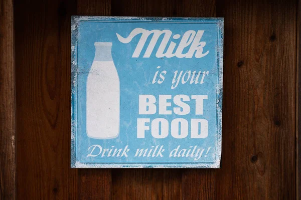 Milk Your Best Food Vintage Wall Sign Real Photo — Stock Photo, Image