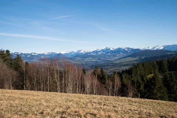 Widok Alpy Wiosną Marcu Góry Pfender Austria — Zdjęcie stockowe
