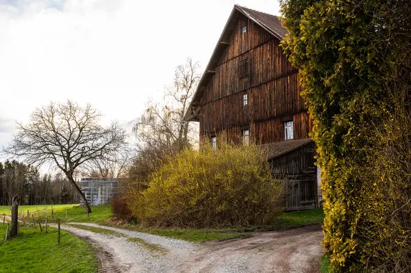 Fienile Legno Architettura Rurale Germania Primavera — Foto Stock