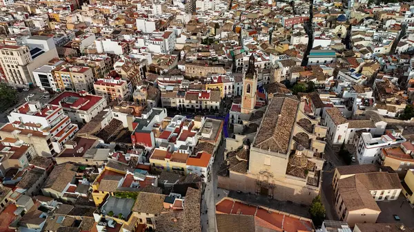 Tarihi kilisesi olan Valencia Sagunto 'nun hava manzarası.