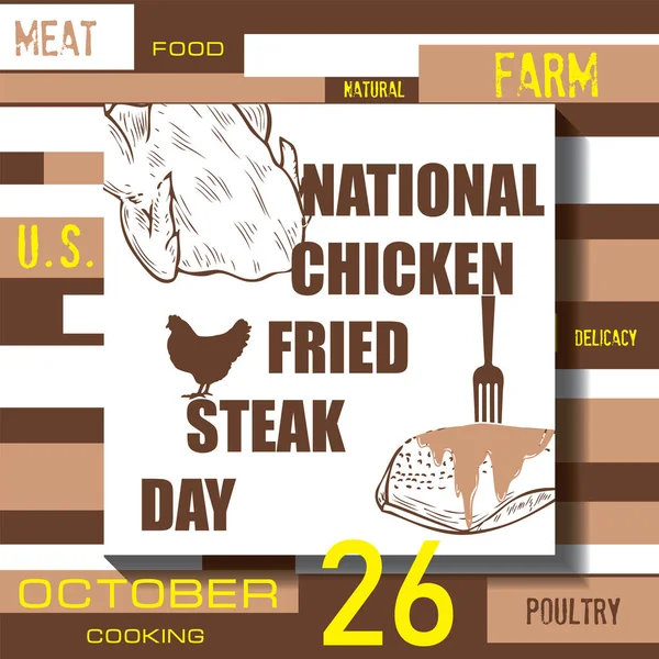 Événement Calendrier Est Célébré Octobre Poulet Fried Steak Day — Image vectorielle