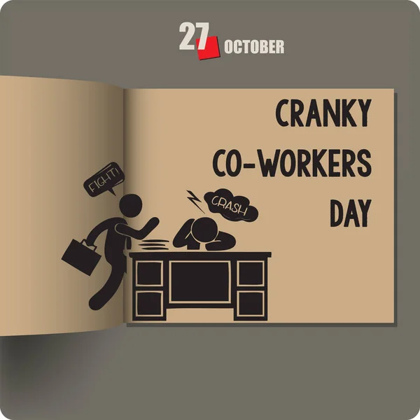 Álbum Extendió Con Una Fecha Octubre Cranky Workers Day — Vector de stock
